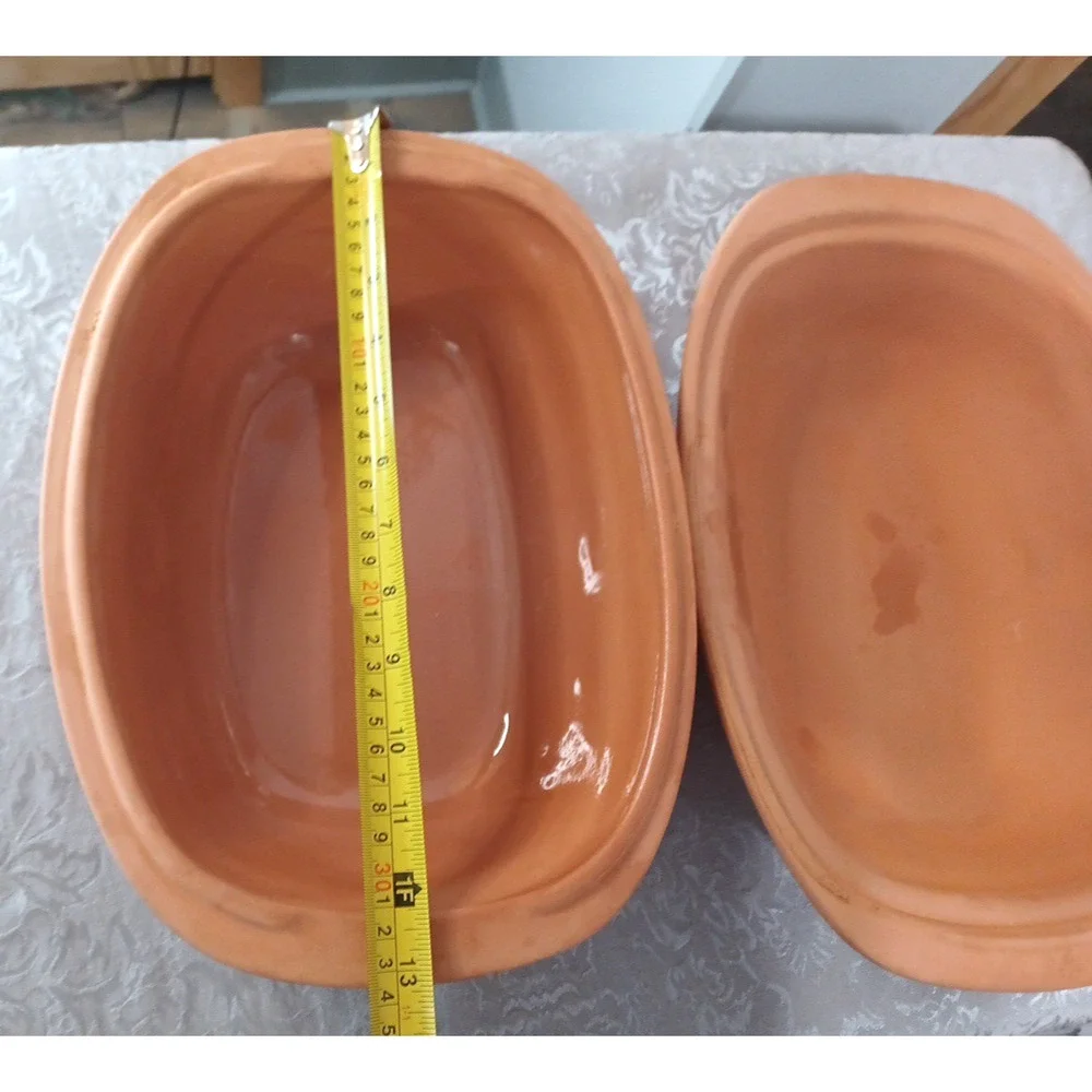 Romertopf 119 Germany Terracotta Orange Clay Large 14x10x7 Dutch Oven Roaster